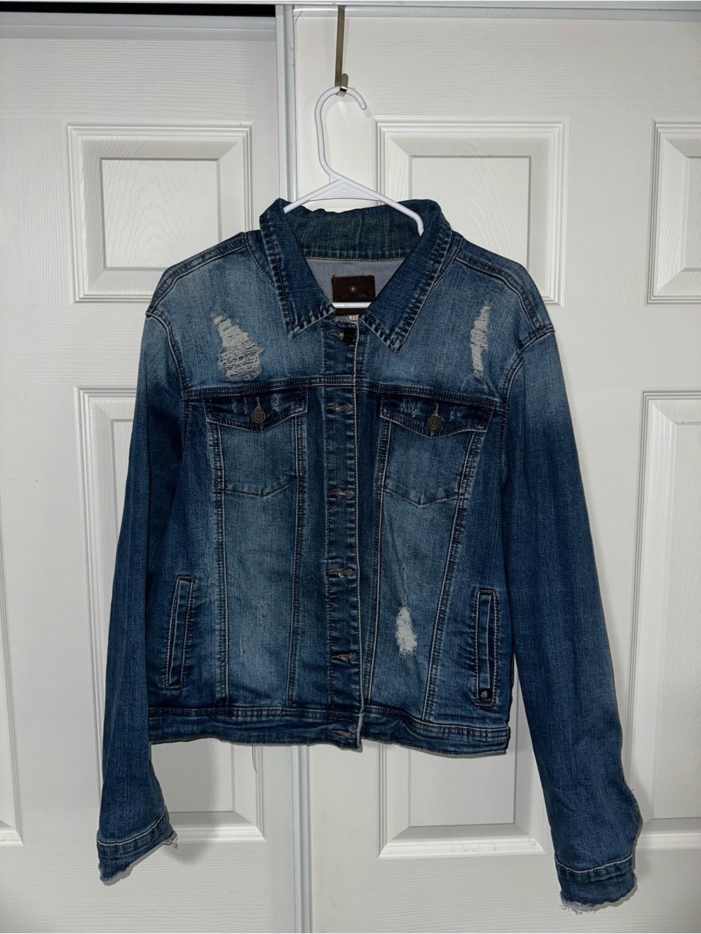 Women's Distressed Blue Denim Jacket - Classic Jean Jacket